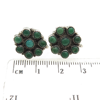 Old Pawn 925 Sterling Silver Southwestern Turquoise Snake Eye Screw Eye Earrings