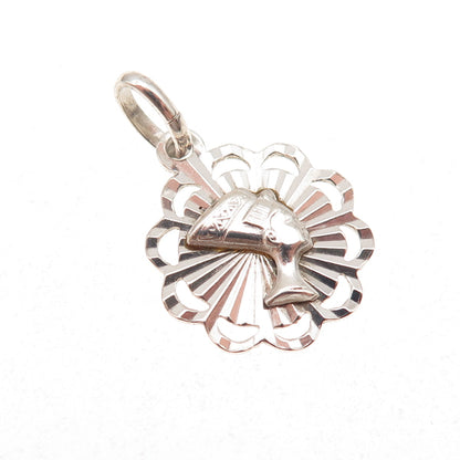 Vior 925 Sterling Silver Vintage Italy Nefertiti Egyptian Charm Pendant