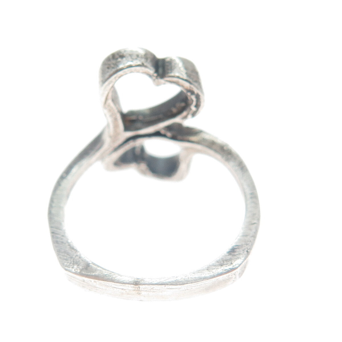 925 Sterling Silver Vintage Double Heart Oxidized Ring Size 4.75