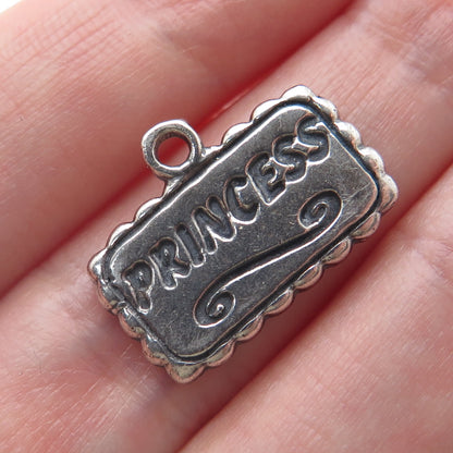 SUNDANCER 925 Sterling Silver Vintage Princess Minimalist Charm Pendant