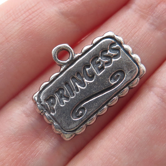 SUNDANCER 925 Sterling Silver Vintage Princess Minimalist Charm Pendant