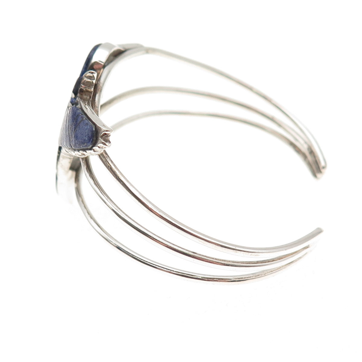 Calvin Peterson Navajo Old Pawn Sterling Silver Lapis Hummingbird Bracelet 6.25"