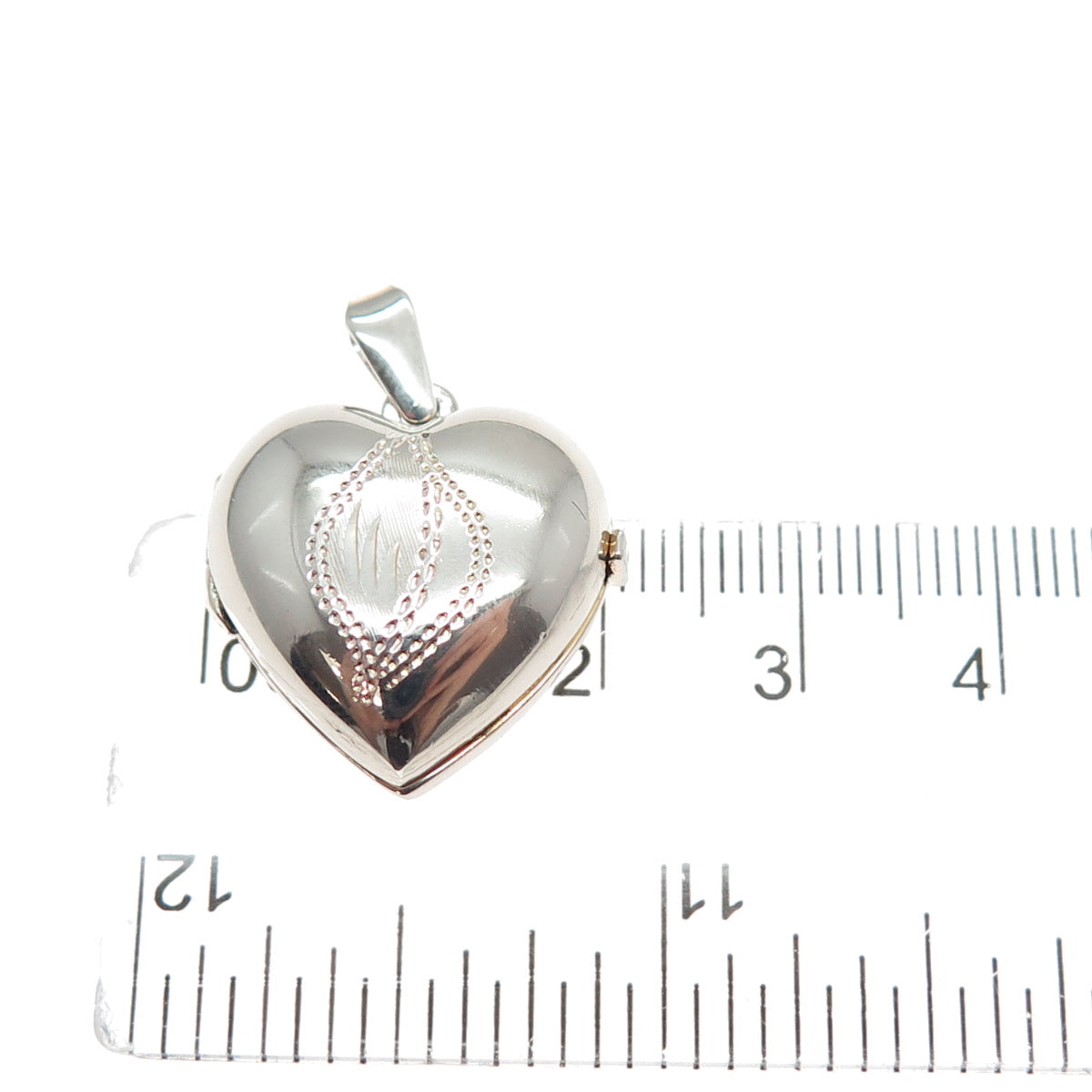 925 Sterling Silver Vintage Engraved Floral Heart Locket Mini Charm Pendant