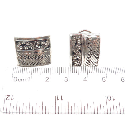 LOIS HILL 925 Sterling Vintage Granulated Signature Scroll Omega Back Earrings