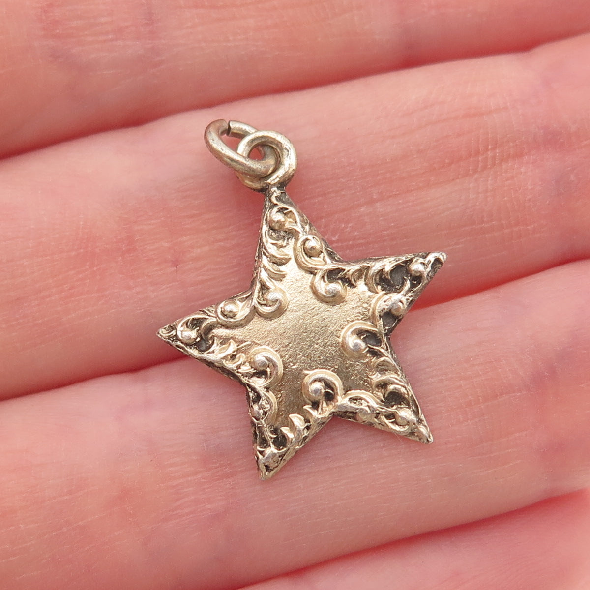 Thomas F. Brogan Co. Sterling Silver Antique Art Deco Ornate Star Charm Pendant