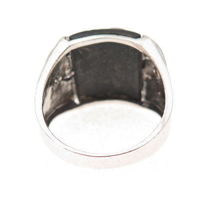 925 Sterling Silver Real Black Onyx Pink & White C Z Eagle Ring Size 9.5