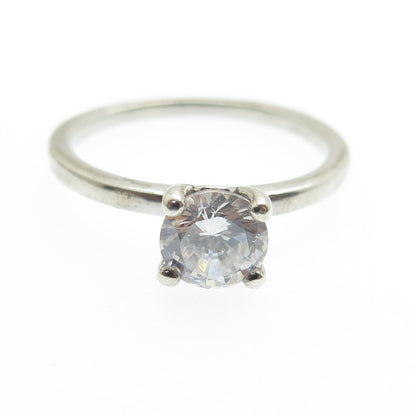 925 Sterling Silver Vintage Round-Cut C Z Engagement Ring Size 7.25
