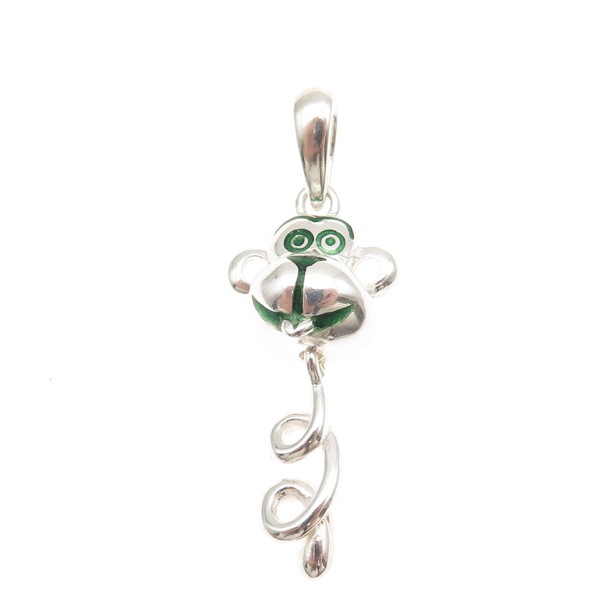 925 Sterling Silver Vintage Italy Enamel Twisted Monkey Charm Pendant