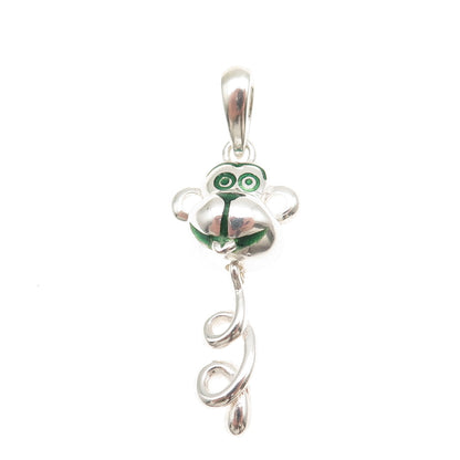 925 Sterling Silver Vintage Italy Enamel Twisted Monkey Charm Pendant
