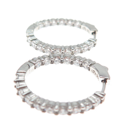 KLEO 925 Sterling Silver Round-Cut C Z In & Out Hoop Earrings