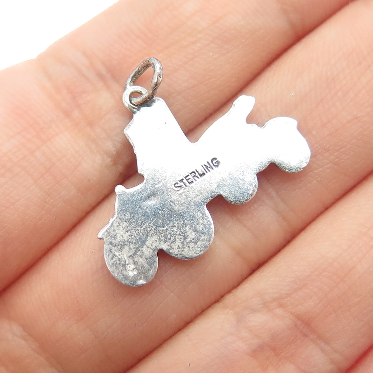 925 Sterling Silver Vintage Retro Car Oxidized Minimalist Charm Pendant
