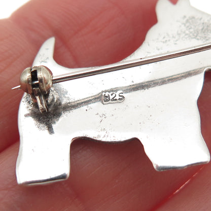 925 Sterling Silver Vintage Scottish Terrier Dog Oxidized Pin Brooch
