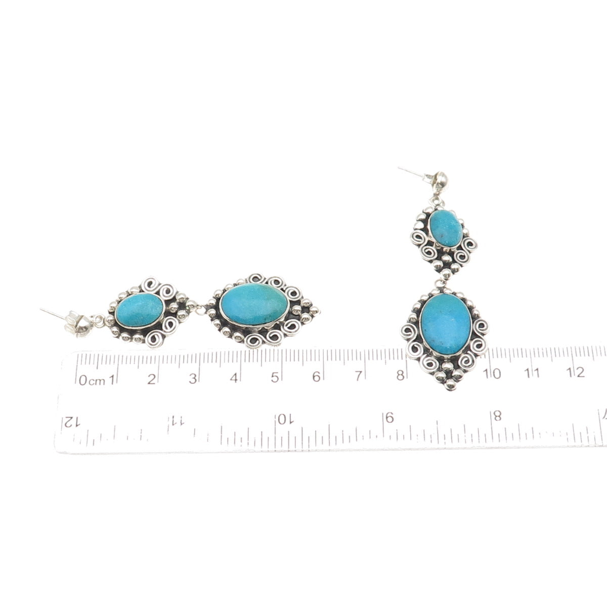 MWS Mark Wasserman Samara Sterling Silver Vintage Real Turquoise Swirl Earrings