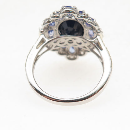 Chuck Clemency 925 Sterling Silver Real Sapphire Tanzanite Topaz Ring Size 8.25
