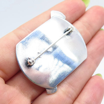 925 Sterling Silver Vintage Hands Pin Brooch
