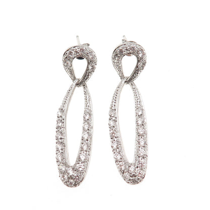 925 Sterling Silver Round-Cut C Z Dangle Earrings