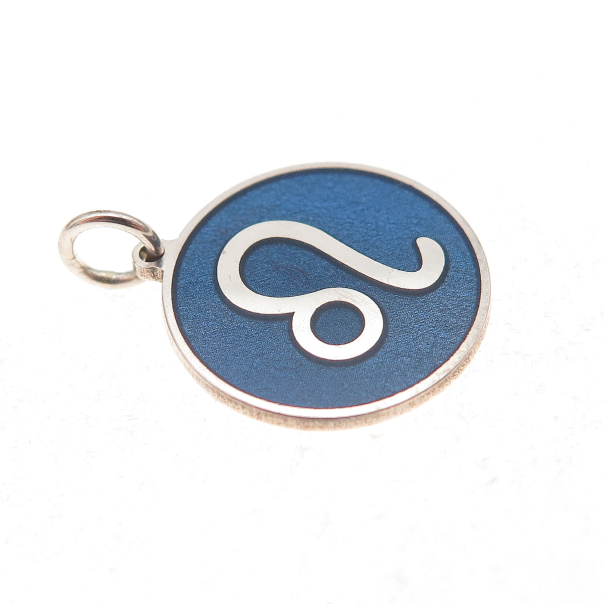925 Sterling Silver Blue Enamel Leo Zodiac Sign Charm Pendant