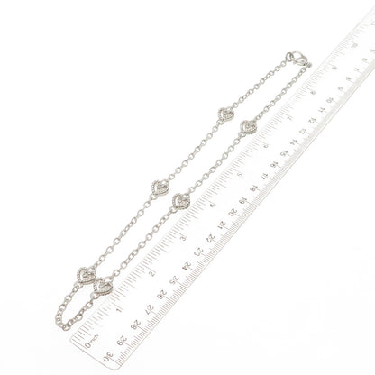JUDITH RIPKA 925 Sterling Silver Round-Cut C Z Heart Station Chain Necklace 18"