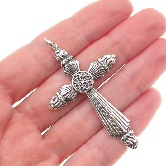 ORB Otto Robert Bade 925 Sterling Silver Antique Art Deco Cross Oxidized Pendant
