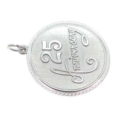 GRIFFITH & SONS CO 925 Sterling Silver Vintage 25 Anniversary Charm Pendant