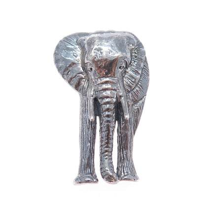 MORNING SUN 925 Sterling Silver Vintage Elephant Oxidized Pin Brooch