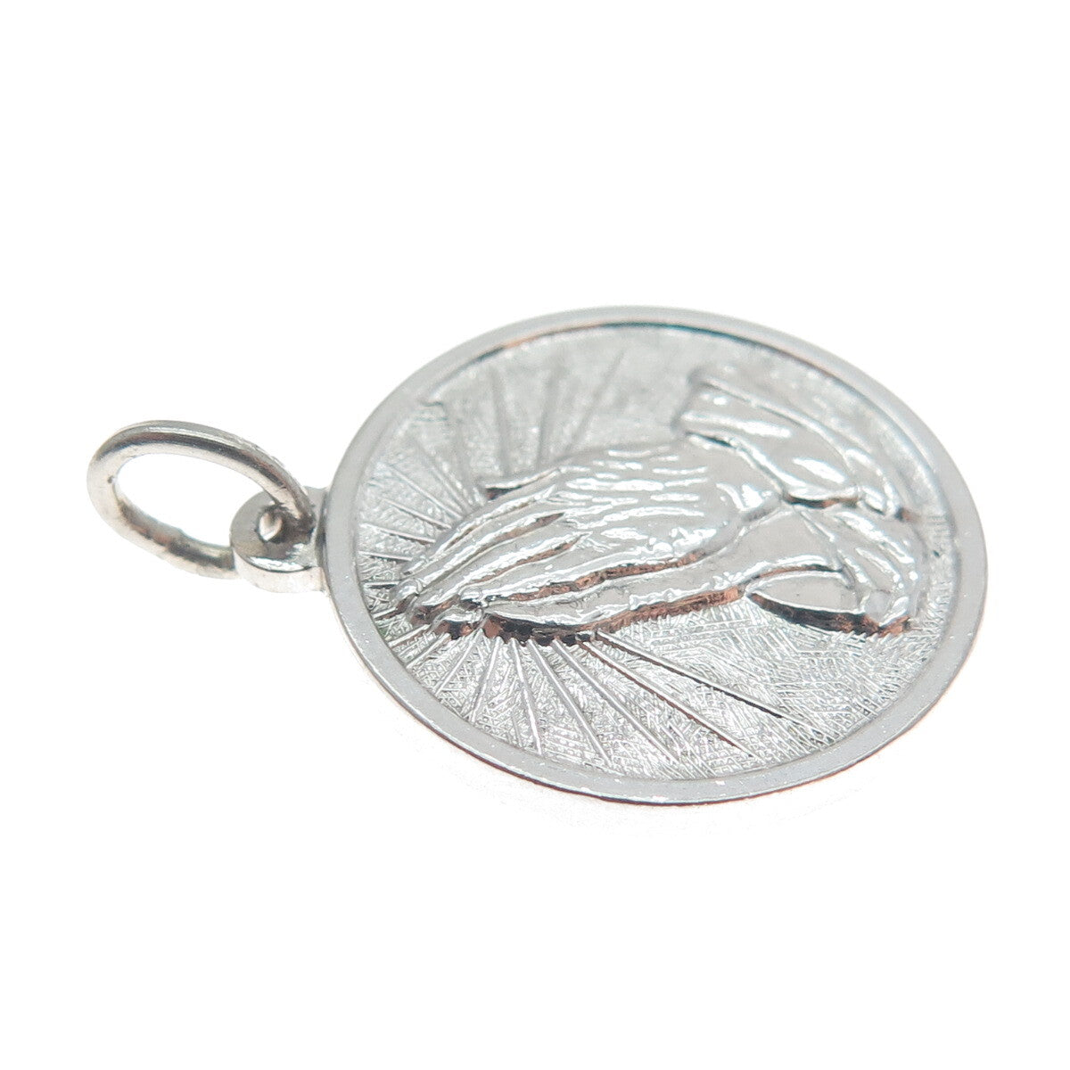 SPENCER CO. 925 Sterling Silver Vintage Prayer Hands Minimalist Charm Pendant