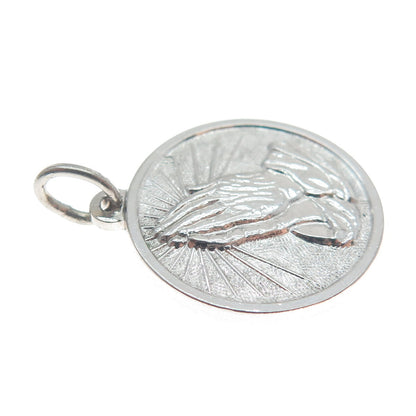 SPENCER CO. 925 Sterling Silver Vintage Prayer Hands Minimalist Charm Pendant