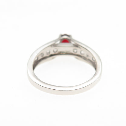 Chuck Clemency 925 Sterling Silver Real Red Garnet & White Topaz Ring Size 6