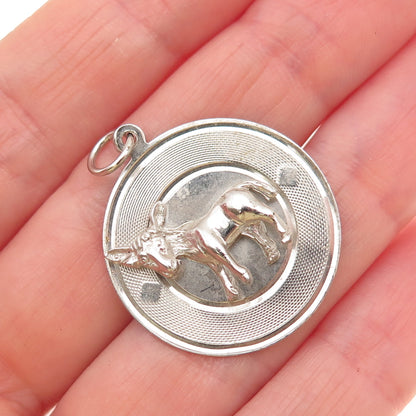 925 Sterling Silver Vintage Donkey Charm Pendant
