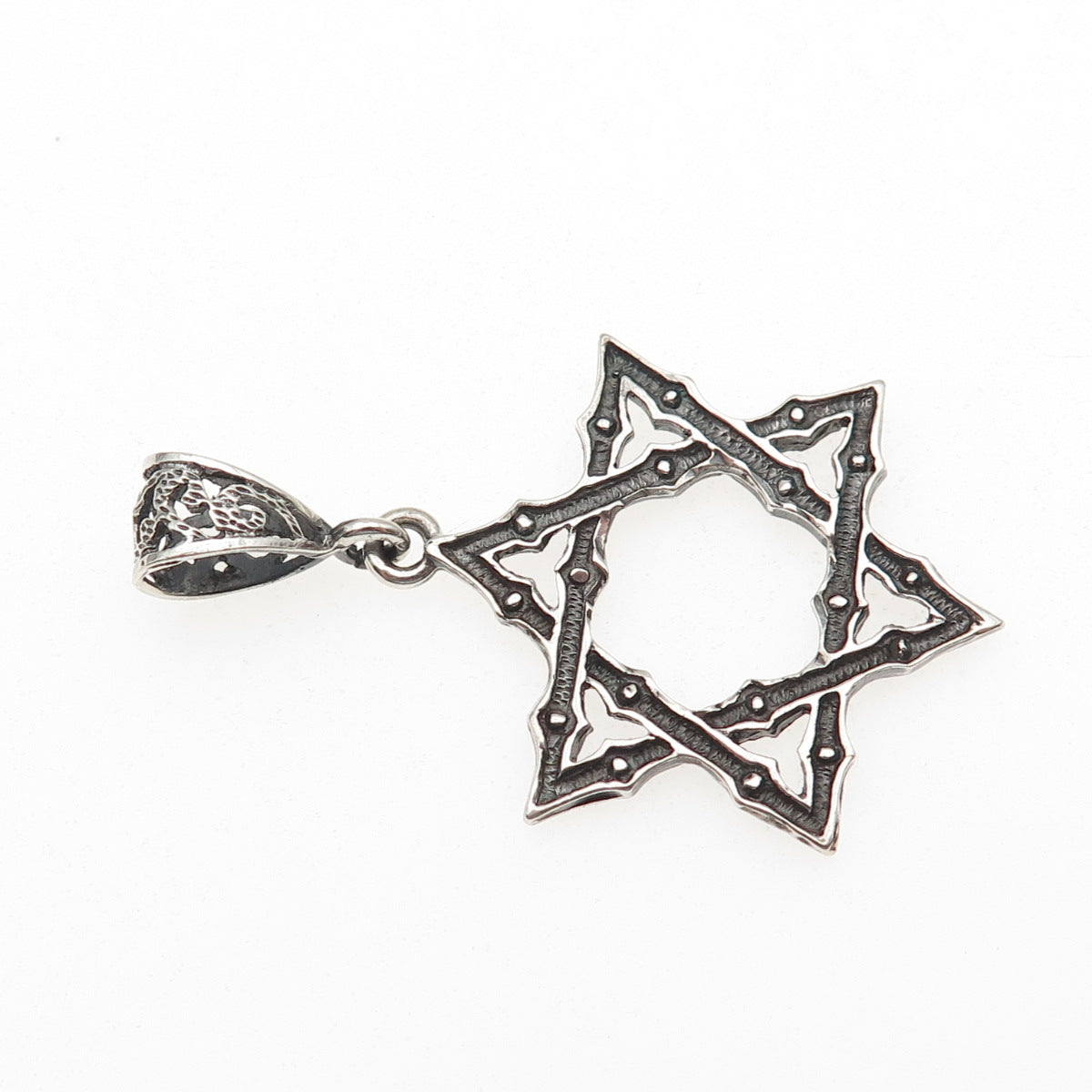 925 Sterling Silver Vintage Star of David Oxidized Charm Pendant