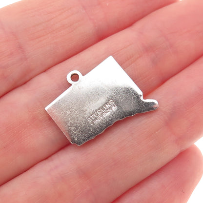 Kinney 925 Sterling Silver Vintage Connecticut State Map Mini Charm Pendant