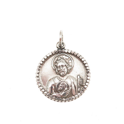 M. De Jean 925 Sterling Silver Vintage Saint Jude Thaddeus Charm Pendant