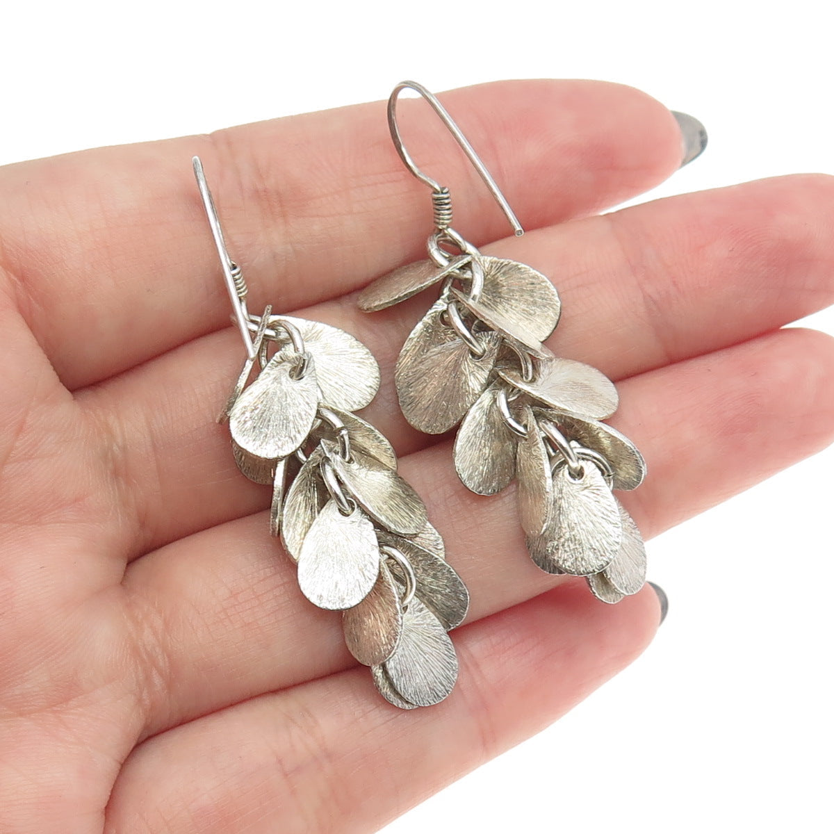 925 Sterling Silver Vintage Modernist Drop Dangling Earrings