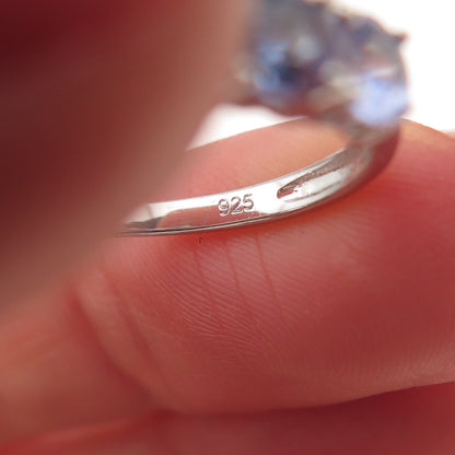 Chuck Clemency 925 Sterling Silver Real Round-Cut Tanzanite Ring Size 7