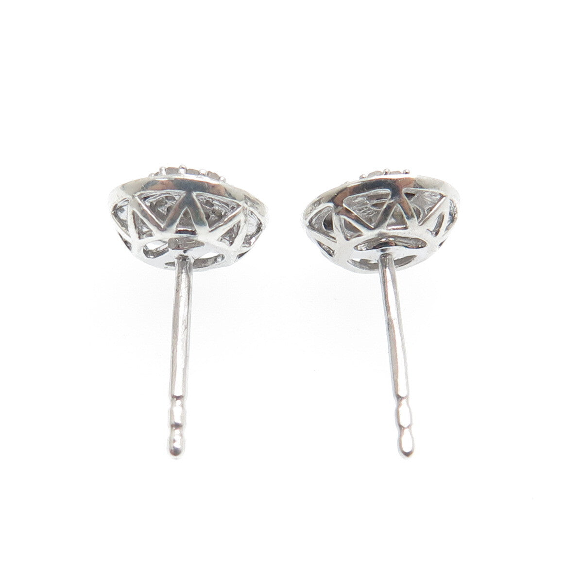 925 Sterling Silver Real Round-Cut Diamond Stud Earrings