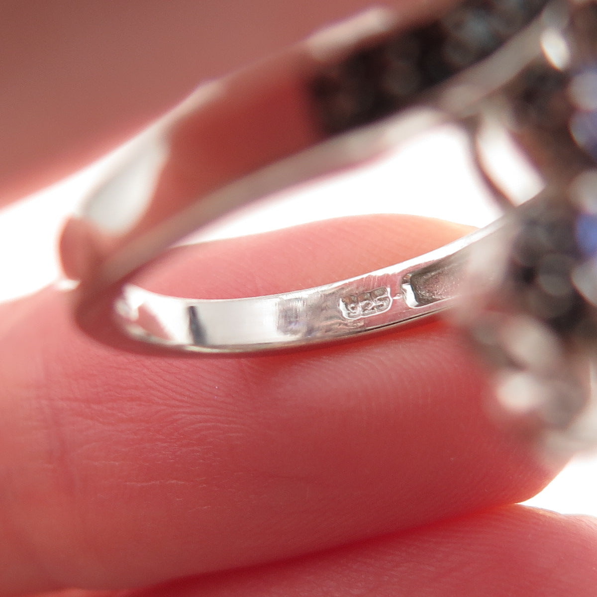 Chuck Clemency 925 Sterling Silver Real Tanzanite & Black Spinel Ring Size 8.25