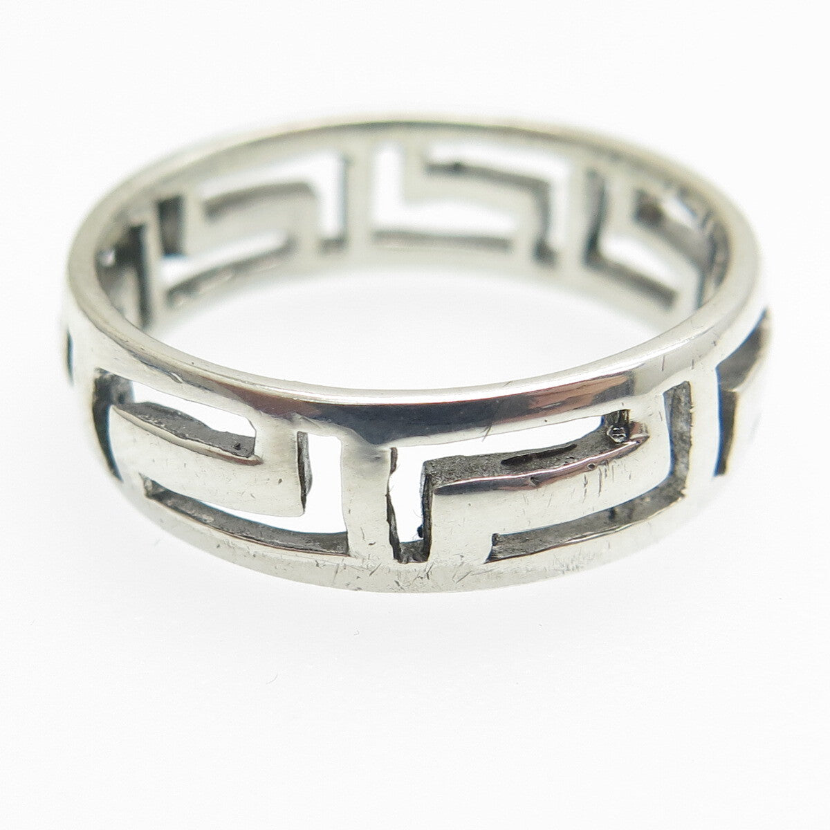 925 Sterling Silver Vintage Greek Maze Band Ring Size 8.75