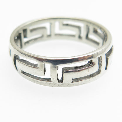 925 Sterling Silver Vintage Greek Maze Band Ring Size 8.75