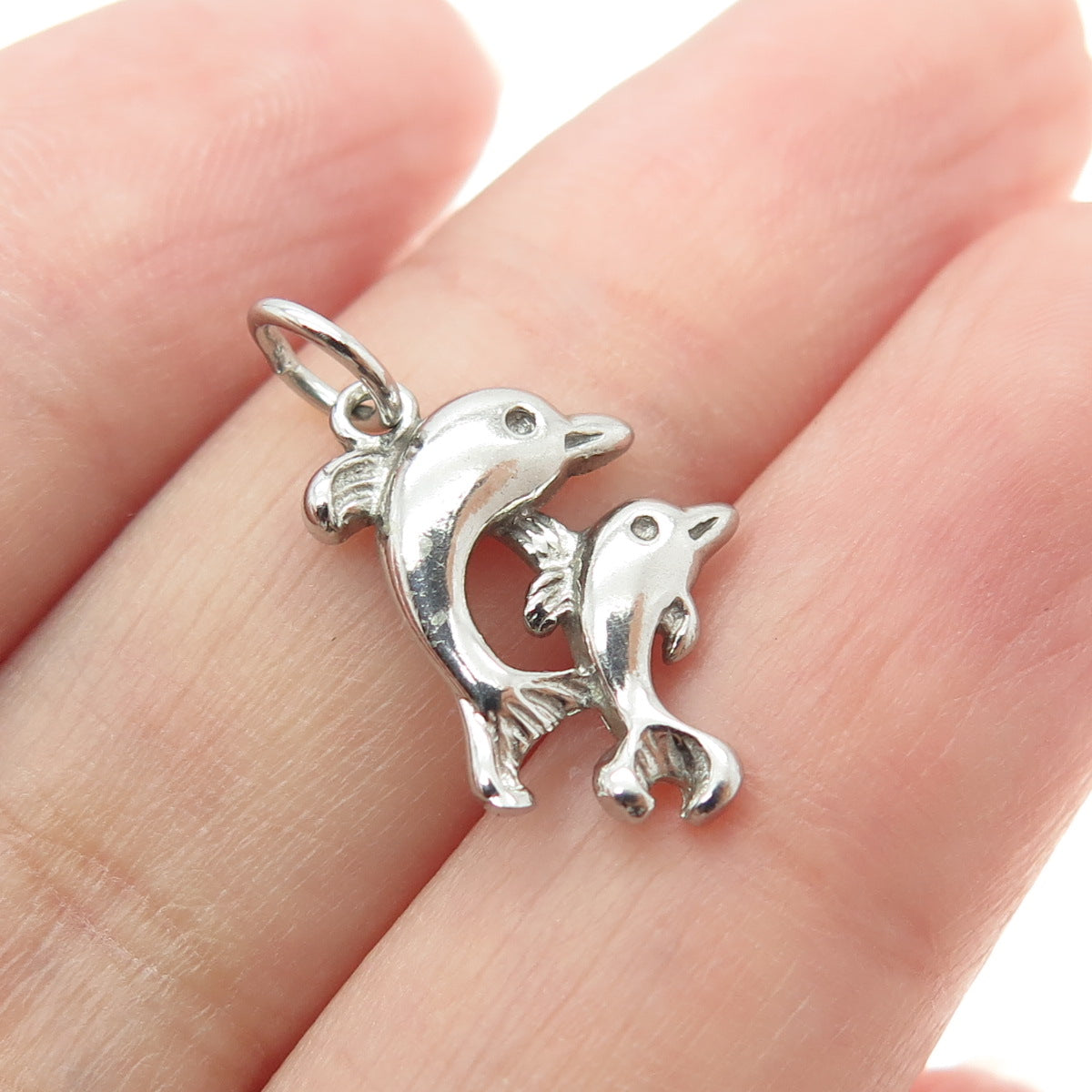 PAGODA PGDA 925 Sterling Silver Vintage Dolphin Couple Minimalist Pendant