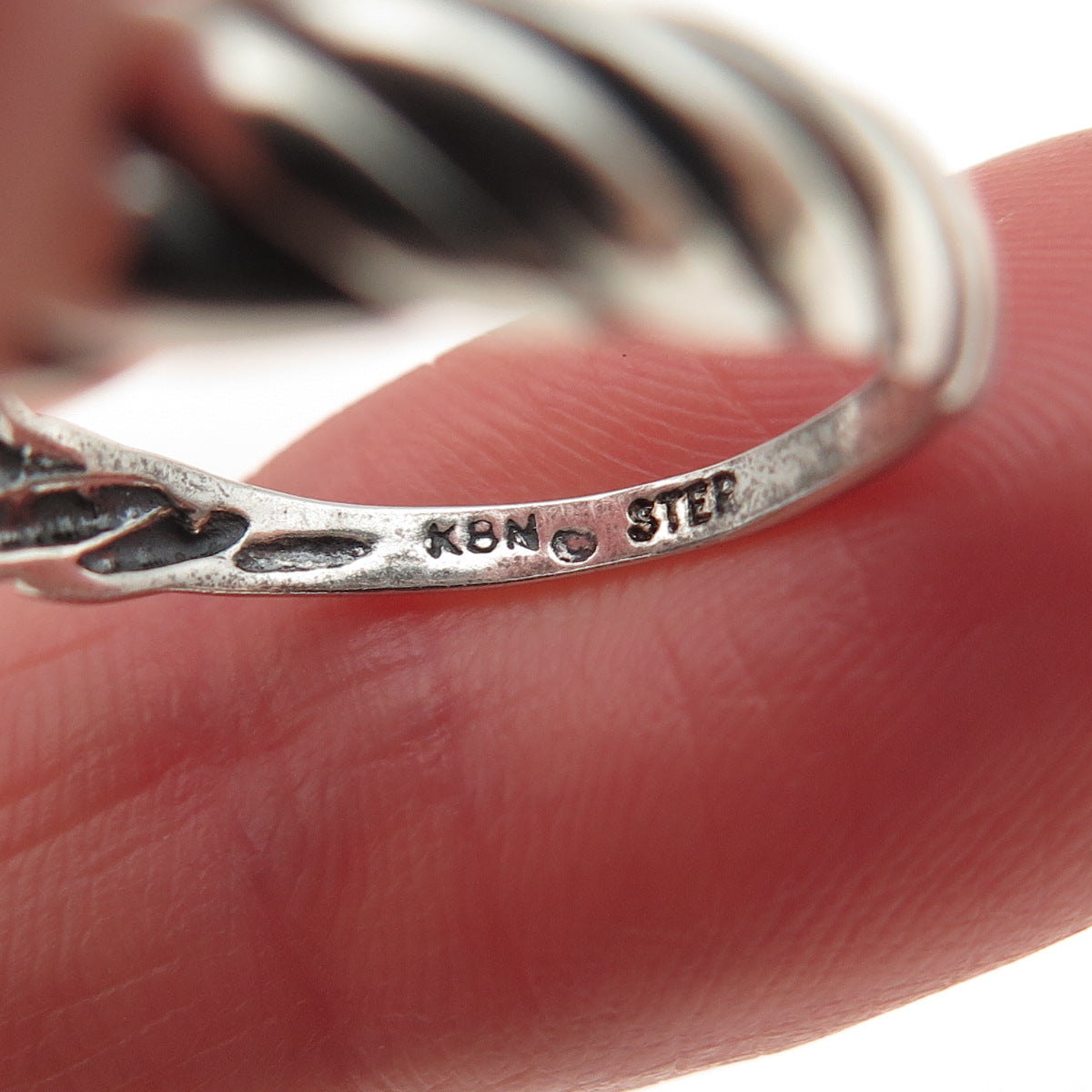 KABANA 925 Sterling Silver Vintage Modernist Ribbed Oxidized Ring Size 6.25