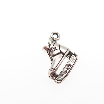 Sunwest 925 Sterling Silver Vintage Ice Skate Shoe Oxidized Mini Charm Pendant