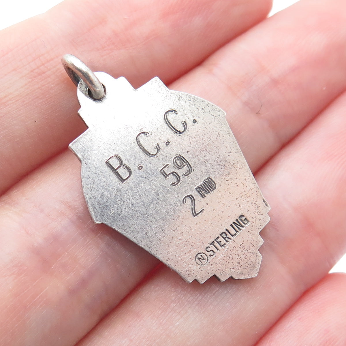 NOBLE & CO. Sterling Silver Vintage 1959 BCC Swimming Medal 2nd Place Pendant