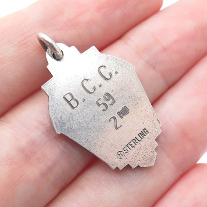 NOBLE & CO. Sterling Silver Vintage 1959 BCC Swimming Medal 2nd Place Pendant