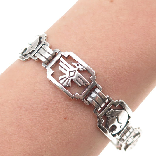 Shube Old Pawn 925 Sterling Silver Vintage Native Animal Oxidized Bracelet 6.75"