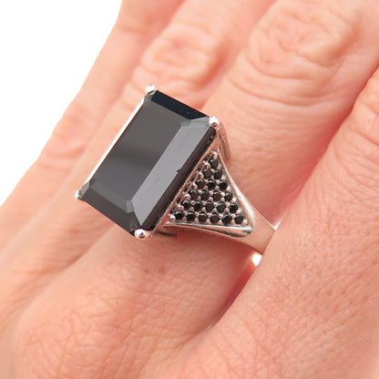 Chuck Clemency 925 Sterling Silver Real Black Spinel Ornate Ring Size 8
