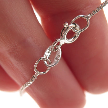 925 Sterling Silver Vintage Italy Real Blue Topaz Sun Box Chain Necklace 18"