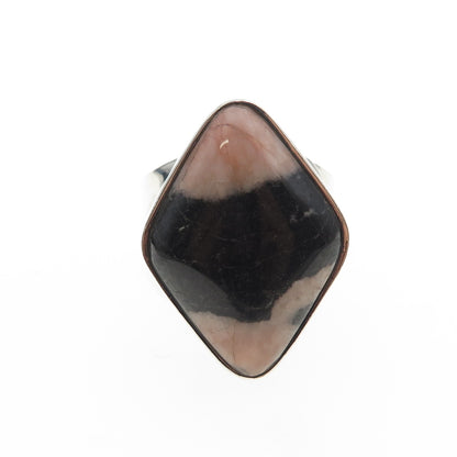 Jay King Desert Rose Sterling Silver Vintage Real Pink Black Jasper Ring Size 10