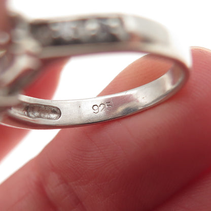 925 Sterling Silver Multi-Cut Blue & White C Z Ring Size 6.25
