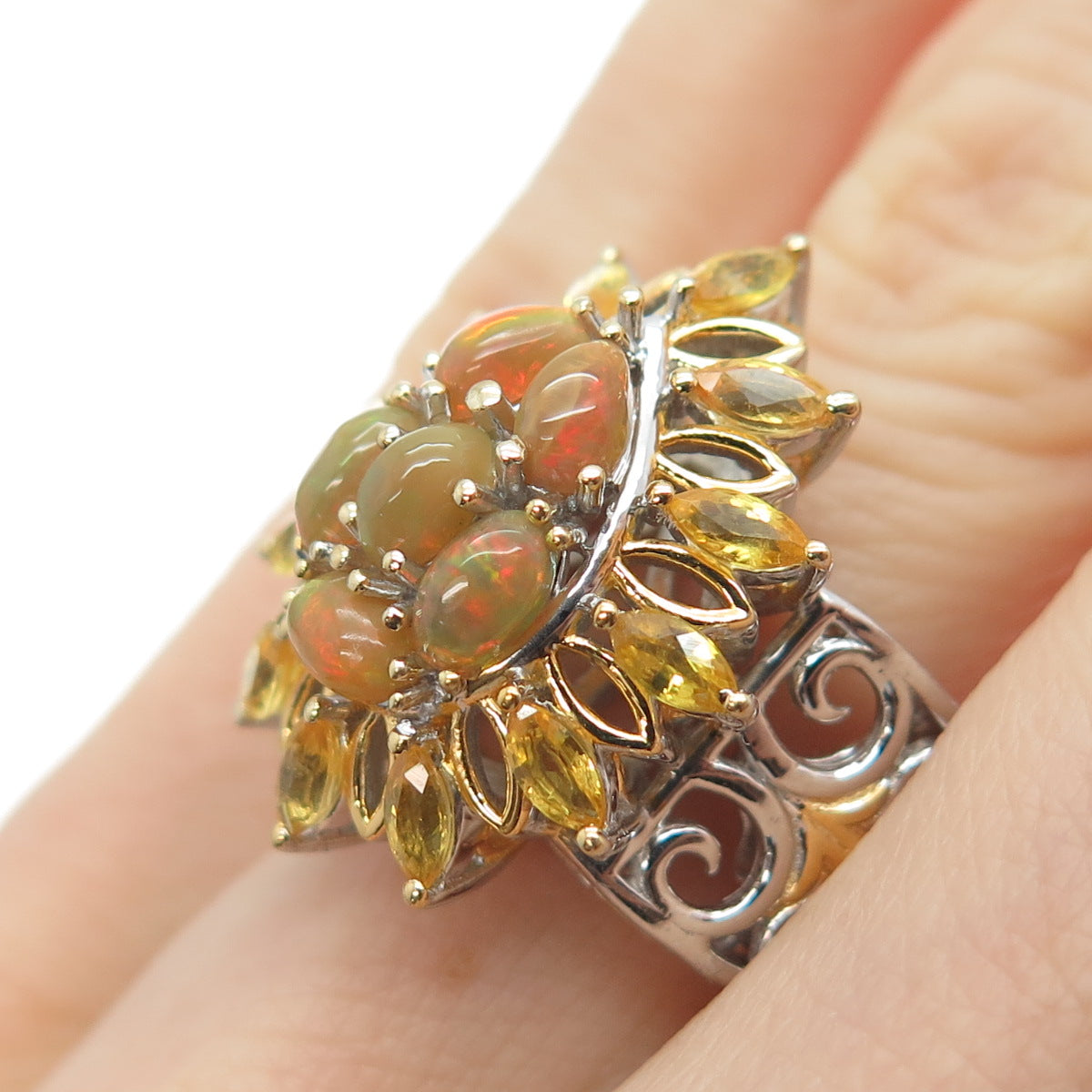 MICHAEL VALITUTTI Gems En Vogue 925 Sterling Opal Yellow Sapphire Ring Size 5.25