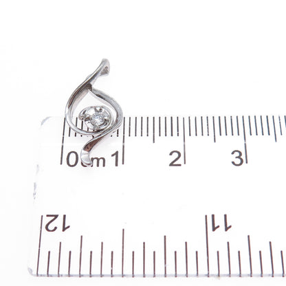 925 Sterling Silver Round-Cut C Z Treble Clef Minimalist Charm Pendant